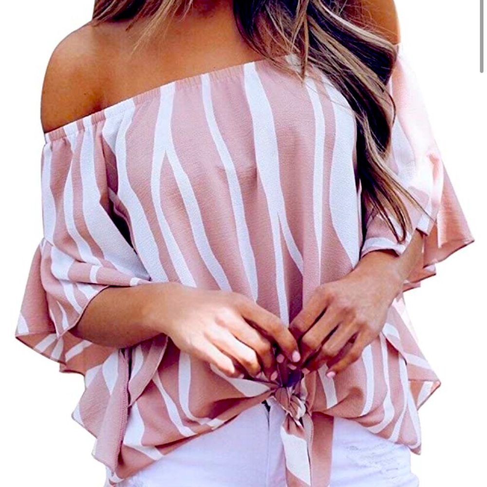 Super Flattering Striped Off-Shoulder T-Shirt